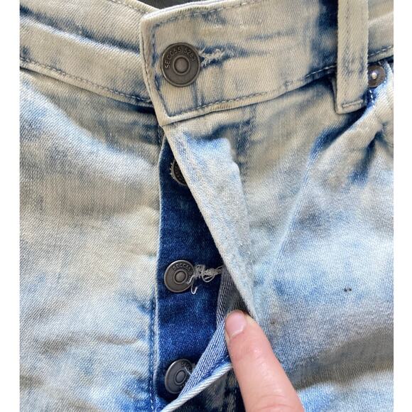 H&M Skinny Stretch Jeans Moto Biker Denim Acid Wash Button Fly Blue Mens Size 36 - Picture 6 of 8